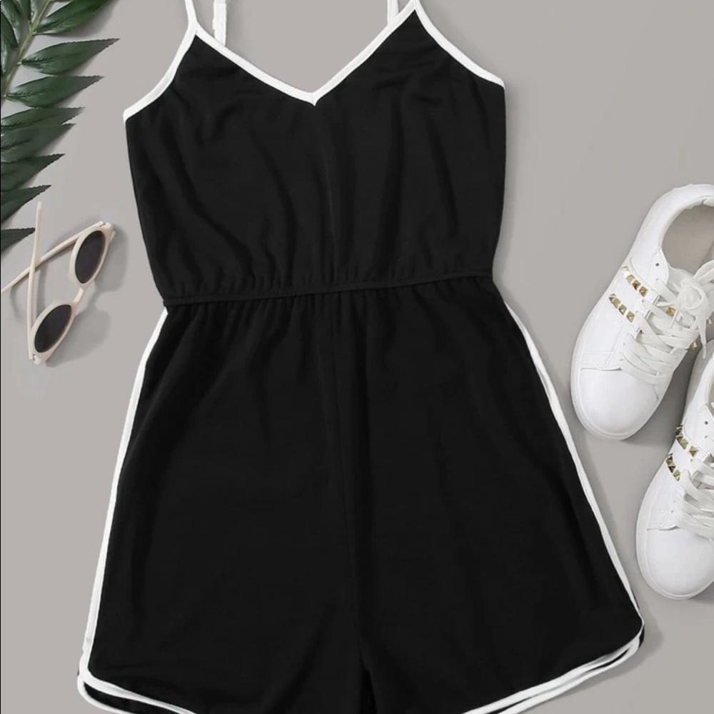 New Cute Black and White Romper Adjustable Straps